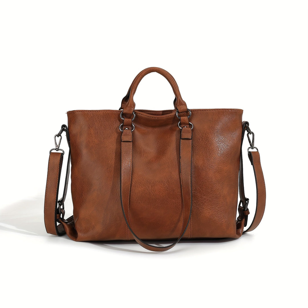 Charlotte’s Classic Elegance | Vintage Faux Leather Tote Bag - Grace Bags