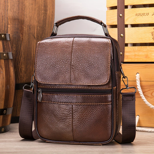 Knox Leather Messenger Tote