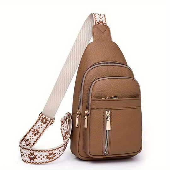 Serena’s Vintage Flair | Multi-Pocket PU Leather Chest Bag - Grace Bags