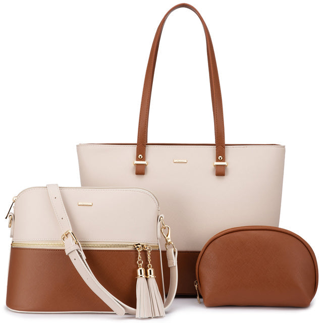 3-Piece Elegant Leather Bag Set - Grace’s Versatile Trio