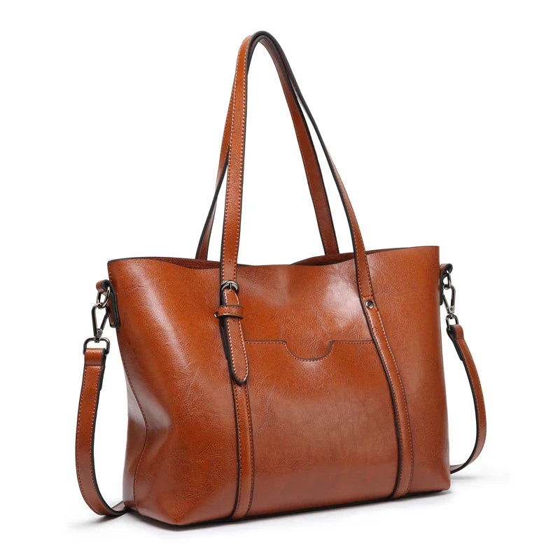 Anna's Luxe Classic | Faux Leather Shoulder Tote - Grace Bags