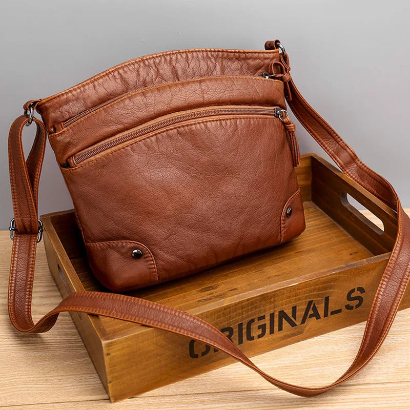 Grace’s Retro Charm | Soft Leather Anti-Theft Messenger Bag - Grace Bags