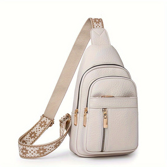 Serena’s Vintage Flair | Multi-Pocket PU Leather Chest Bag - Grace Bags