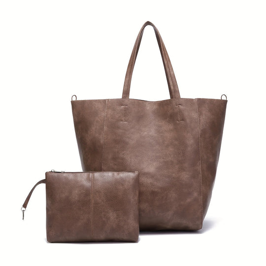 Renee’s Retro Softness | Large Capacity PU Leather Tote Bag - Grace Bags