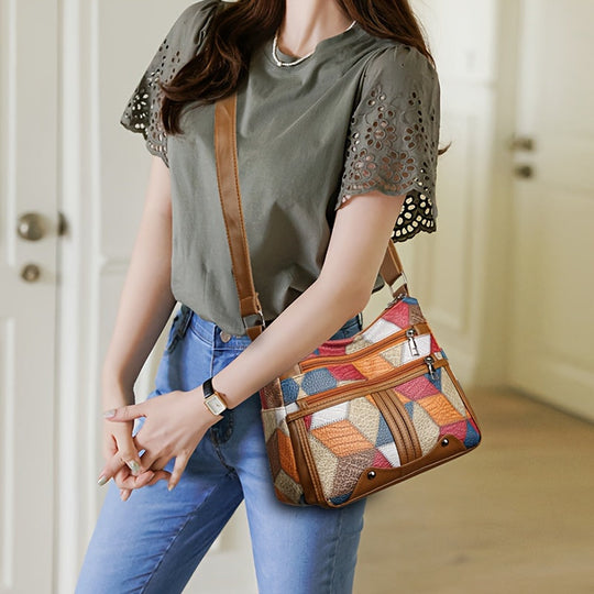 Viviana’s Colorblock Chic | 3D Pattern Crossbody Bag - Grace Bags